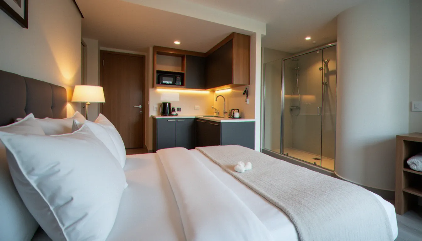 Studio meublé fonctionnel adapté à un séjour de cure thermale à Vichy, avec cuisine équipée et salle de bain accessible